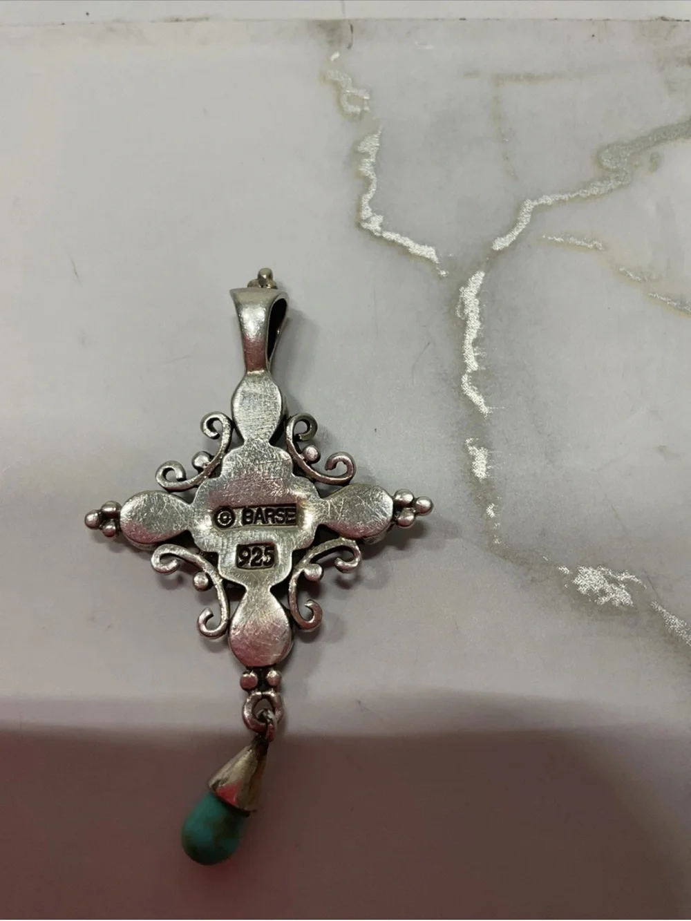 Barse Sterling Silver 925 Turquoise Cross Pendant Multistone Southwest AC